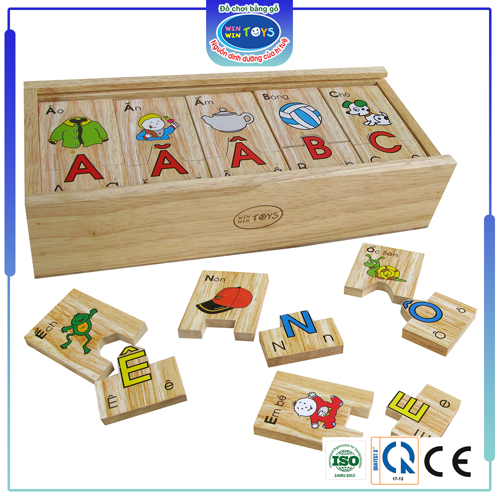 Đồ chơi gỗ Bộ tìm chữ cái (Tiếng Việt) | Winwintoys 62312 | Giúp bé nhận biết mặt chữ và phát triển tư duy sáng tạo