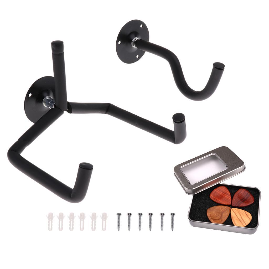 Metal Wall Mount Hanger Holder with Finger Picks for Guitars Bass