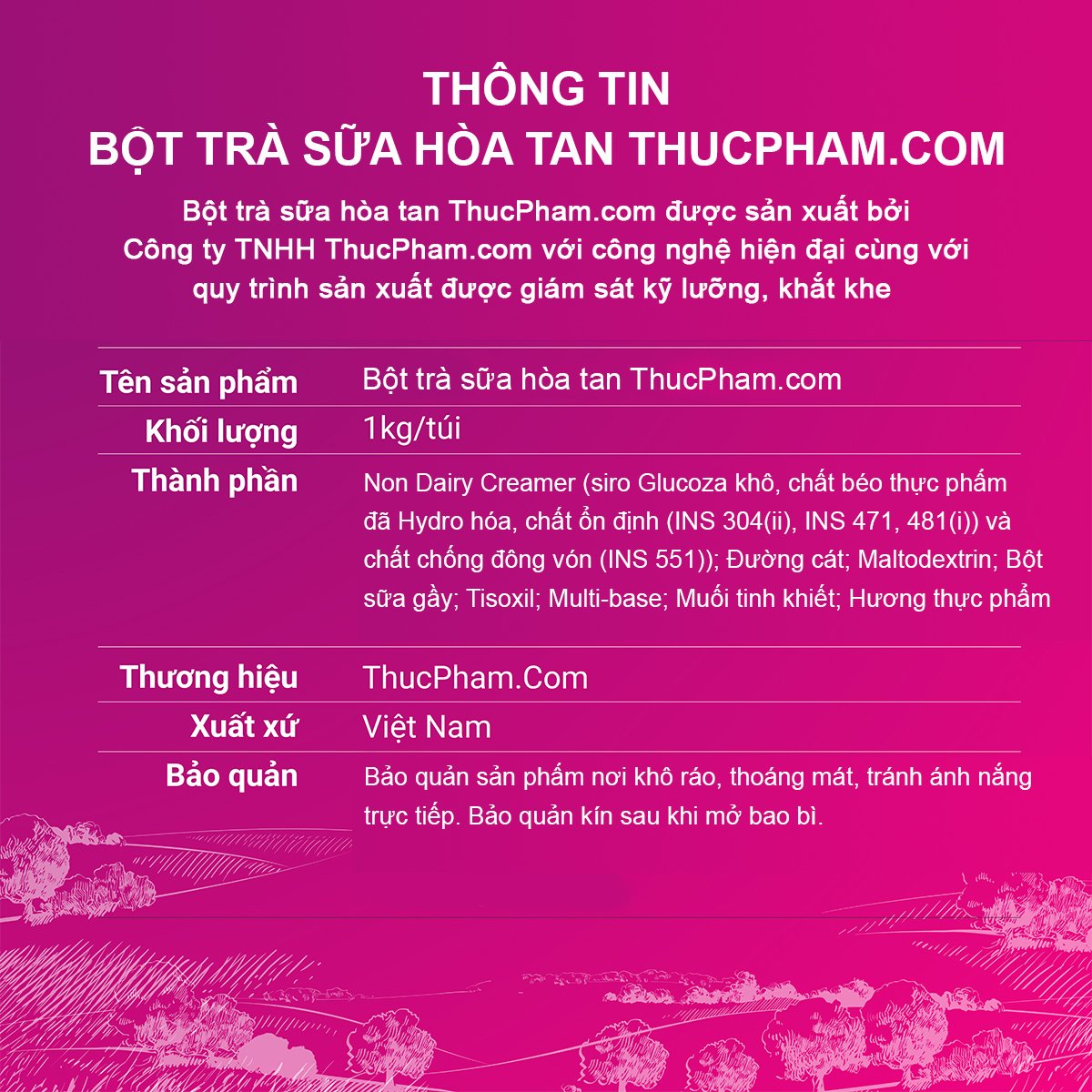 [ĂN BAO GHIỀN️] Bột Trà Sữa Hòa Tan ThucPham.com Vị Khoai Môn - 1kg - Thơm Ngon Vị Trà, Ngậy Vị Khoai Môn