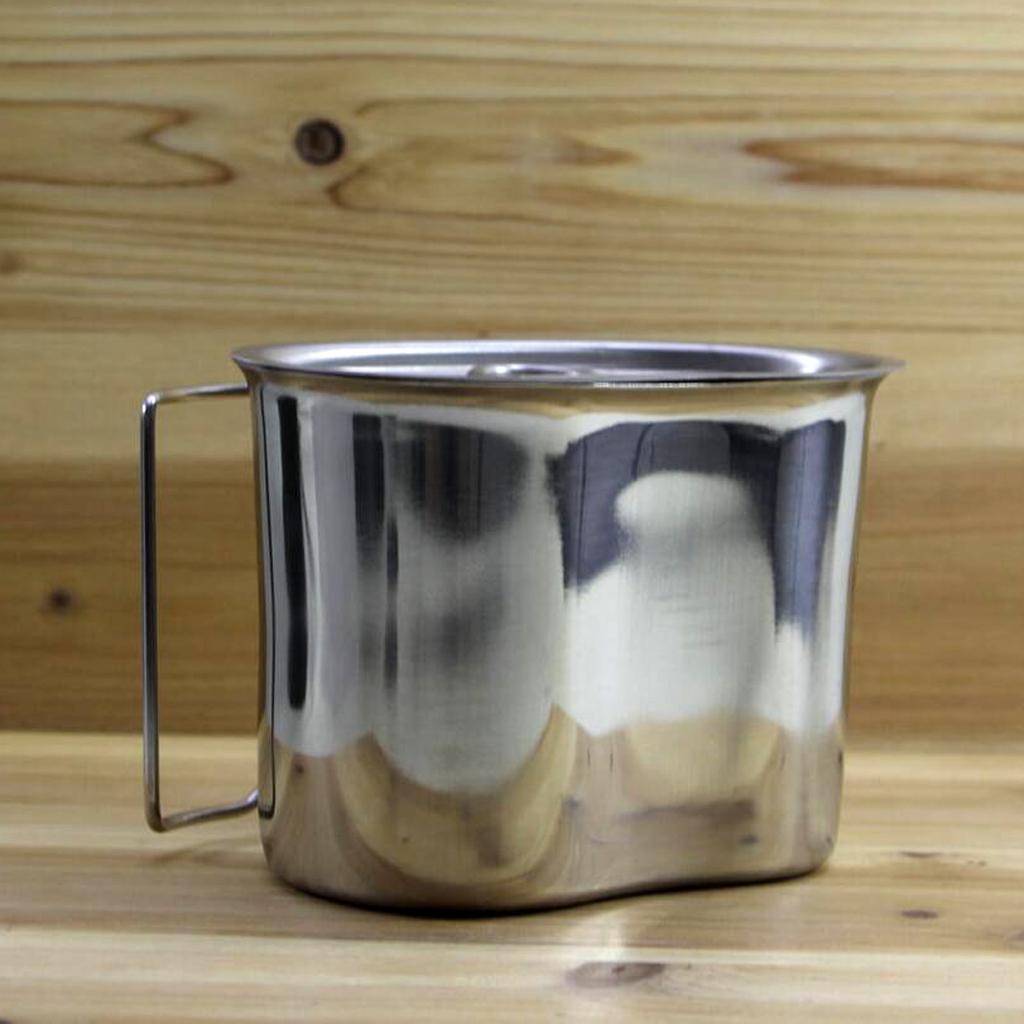 Outdoor Camping Stainless Steel Canteen Cup with Lid Single Pot Lunch Box