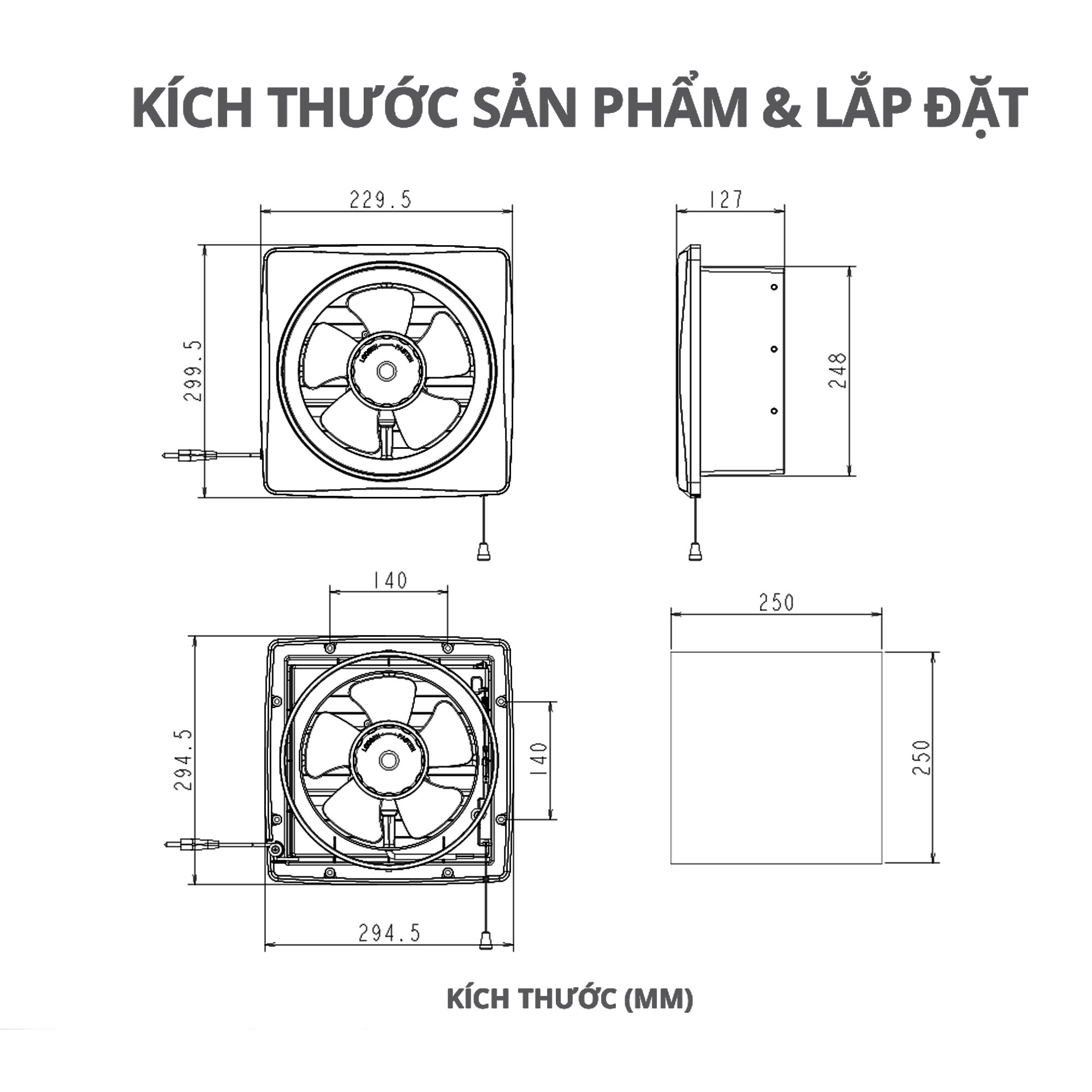 Quạt Hút Thông Gió Gắn Tường WHIFA VTS-20WI (M) 8 Inch Màu Trắng - Hàng Nhập Khẩu