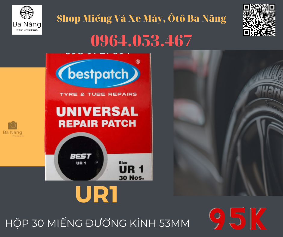 Miếng vá ruột xe máy, ôtô hình tròn UR1 53mm