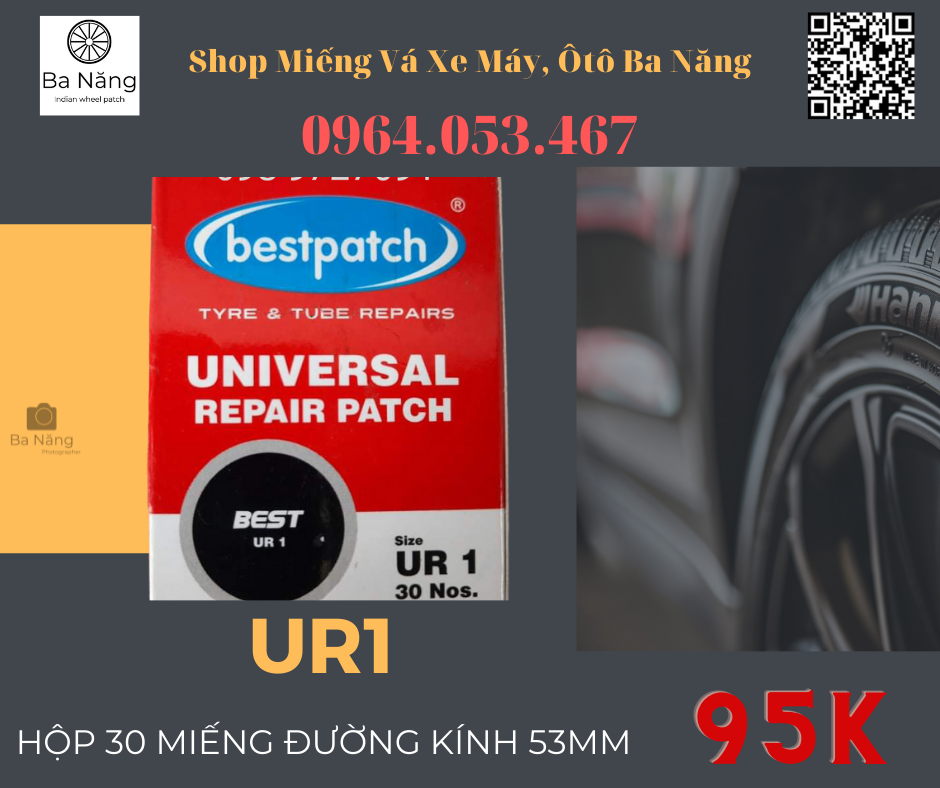 Miếng vá ruột xe máy, ôtô  hình tròn UR1 53mm