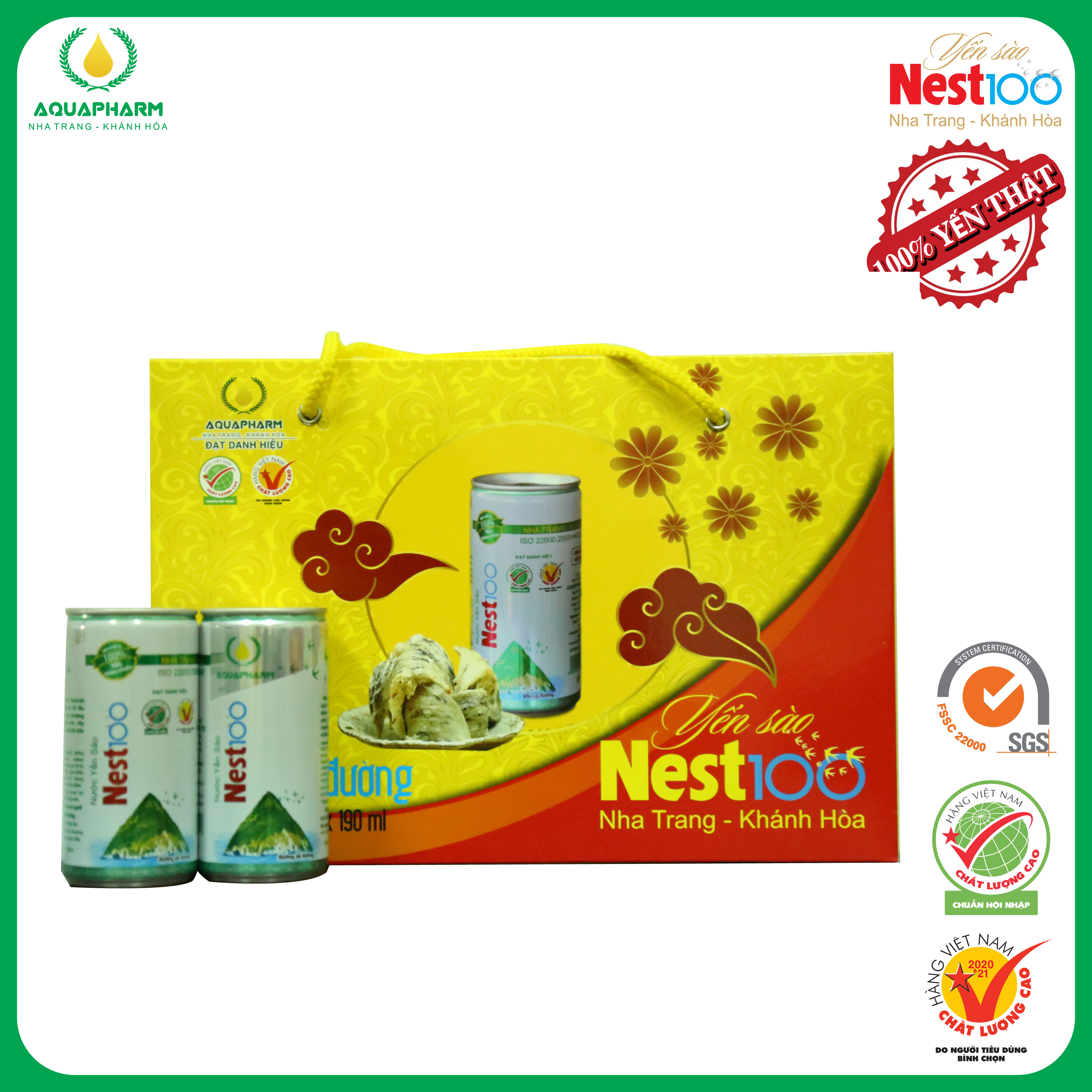 Nước giải khát yến sào Nest100 đường ăn kiêng - hộp 5 lon 190ml