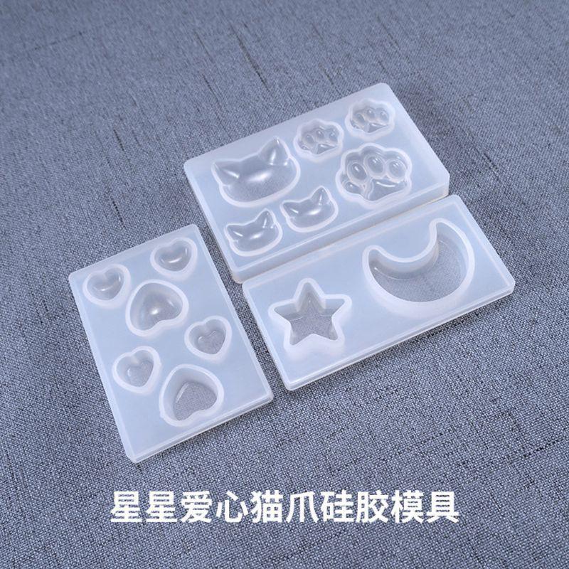 Khuôn Silicone Làm Trang Sức DIY Resin Hình Trái Tim - Chân Mèo - Ngôi Sao - Dấu Chân Mèo - Trái Tim - Dấu Chân