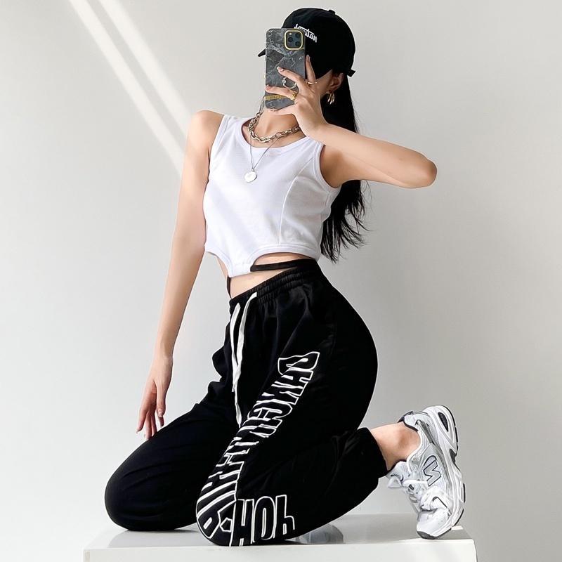 Áo ba lỗ nữ dây eo HAGA áo sát nách nữ croptop dây bấm quấn eo xinh xắn ASNBK10