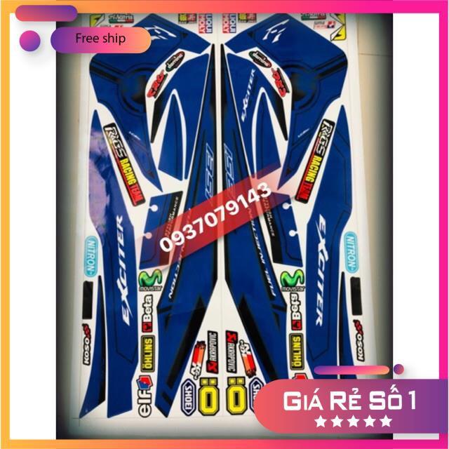 Tem rời dành cho xe ex 2010 xanh đen 3 lớp