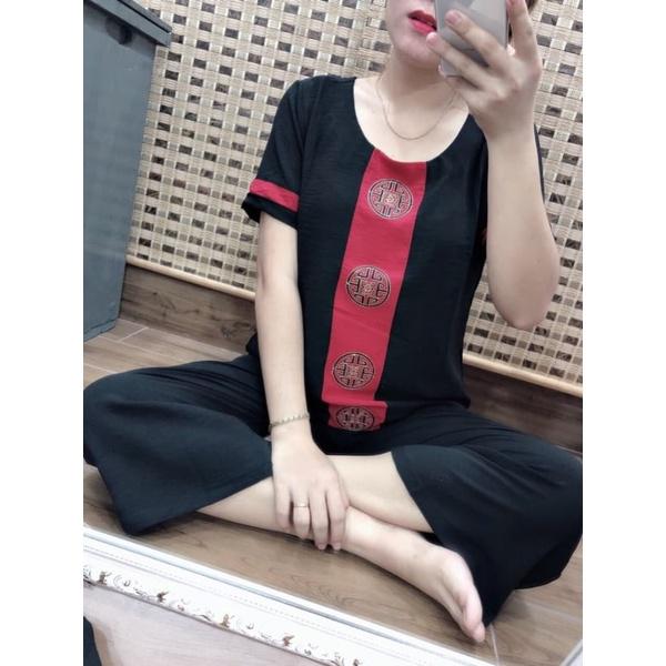 Bộ mặc nhà nữ chất đũi có size từ 45kg đến 85kg ( mã SP12)