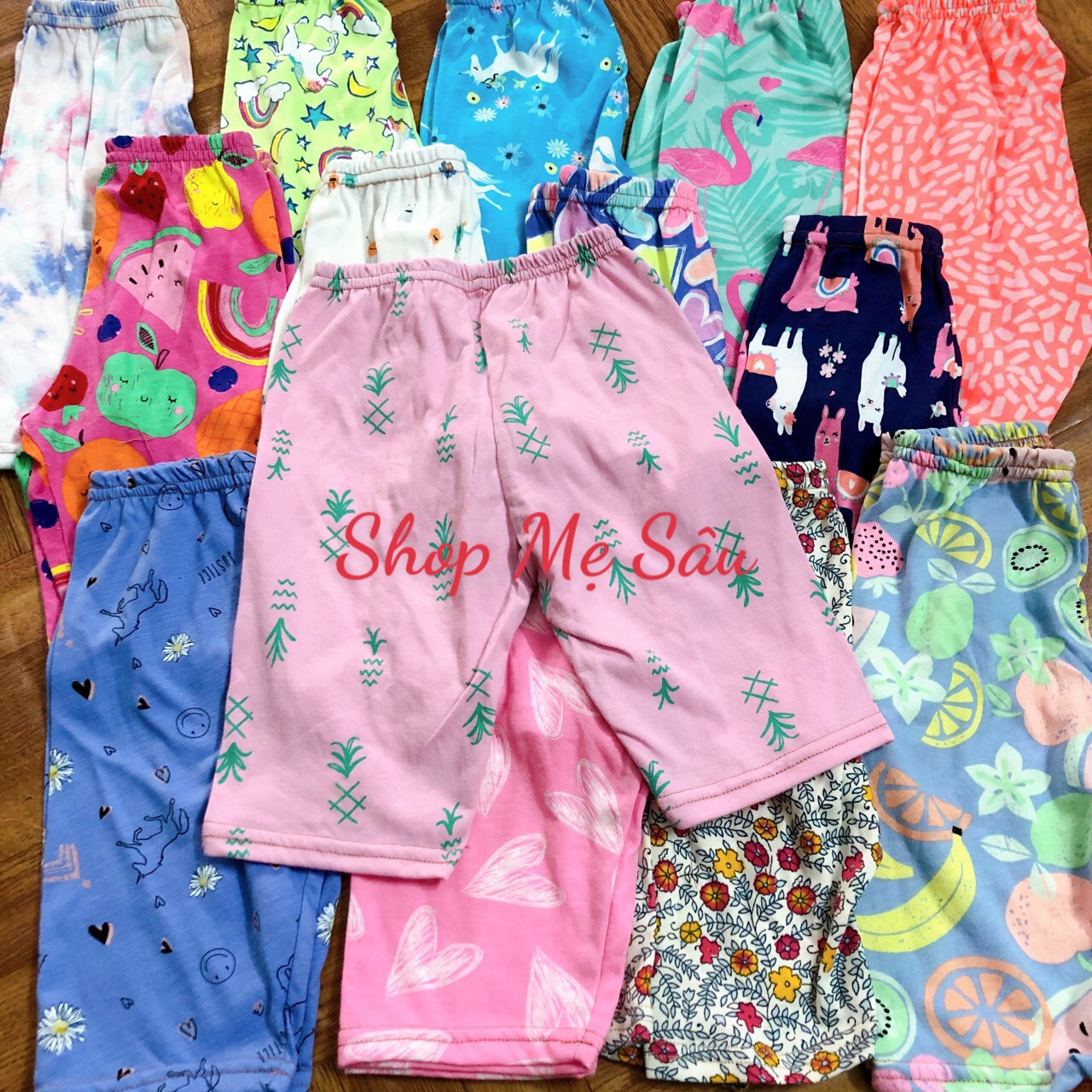 Combo 5 quần legging lửng cotton bé gái size nhí 8-18kg