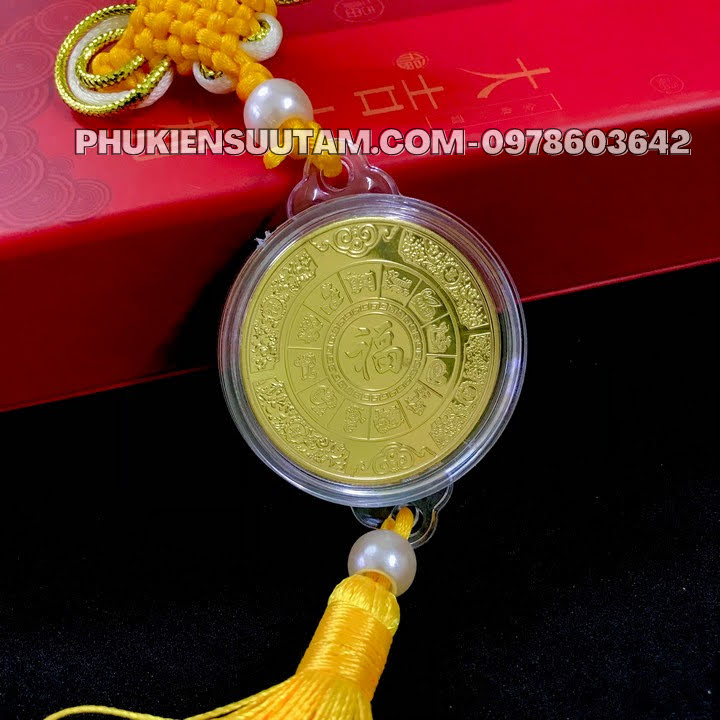 Dây Treo Đồng Xu Con Mèo Vàng, kích thước: 33cmx4.5cm, màu vàng - SP005767