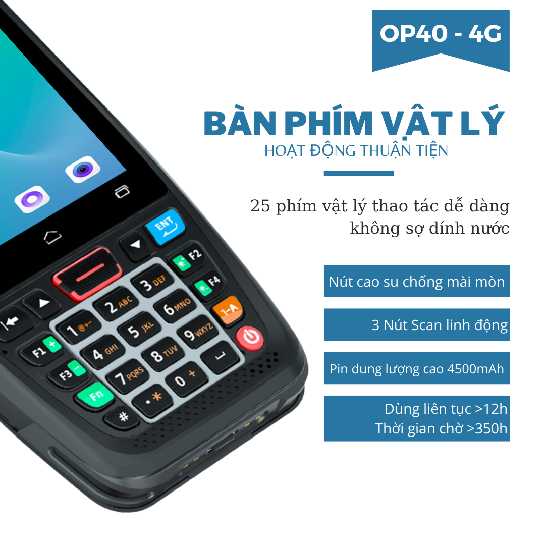 Máy quét mã vạch PDA đọc được CCCD – Máy kiểm kho PDA – Máy PDA OPTORI OP40 ( Hàng chính hãng)