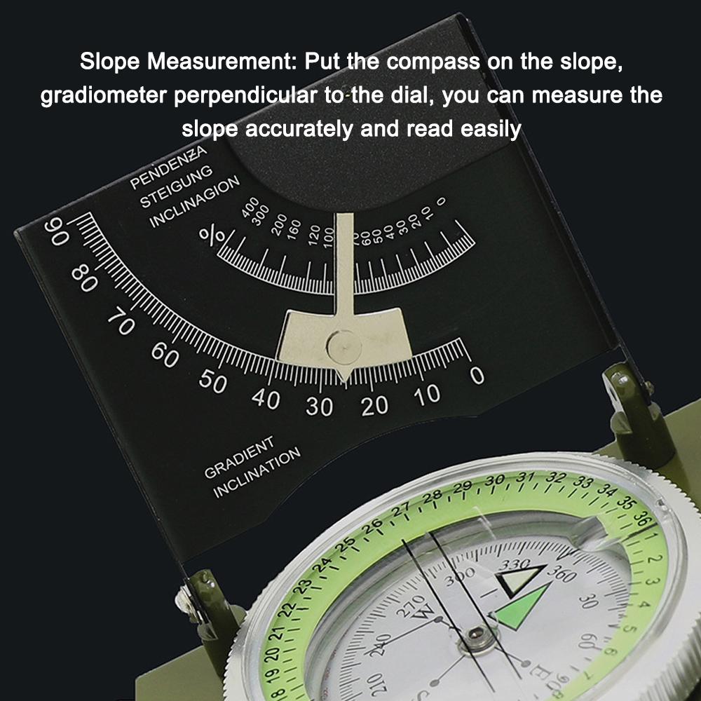 K4074 Multifunctional Compass Survival Orienteering Compass Sightings Navigation Compass Waterproof Gradiometer Inclinometer for Camping Hiking Adventure Tacticals Training
