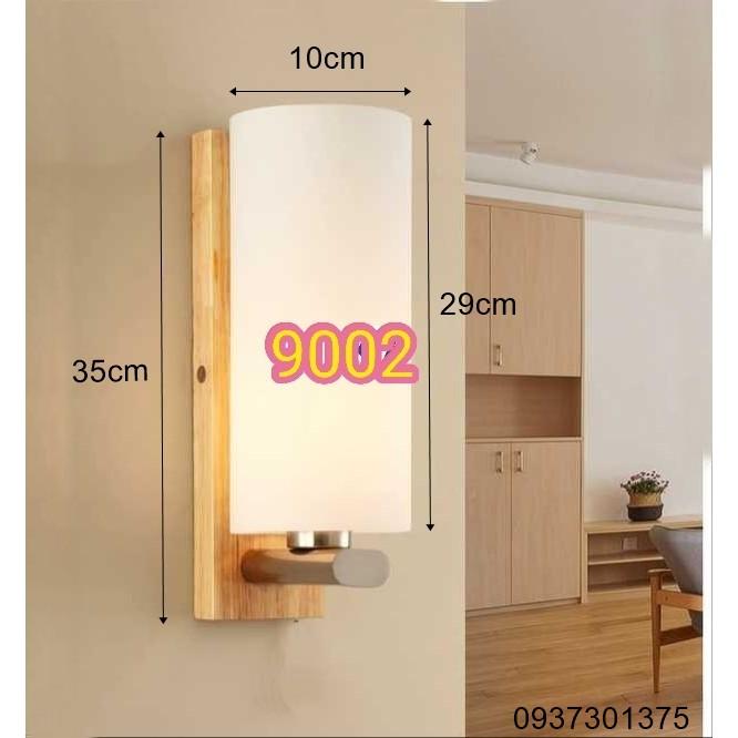 Đèn tường Đế gỗ chao thủy tinh T9002 có tặng kèm bóng đèn led cao cấp