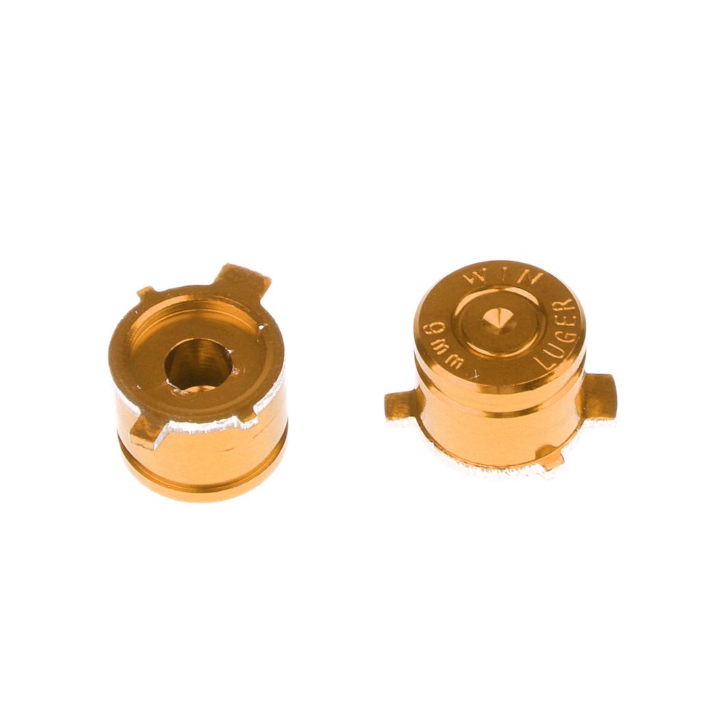 2Pieces Gamepad Metal ABXY Button + Analog Thumbsticks Joystick + Chrome D-pad for Sony PS4 DualShock Game Controller Gold+Red