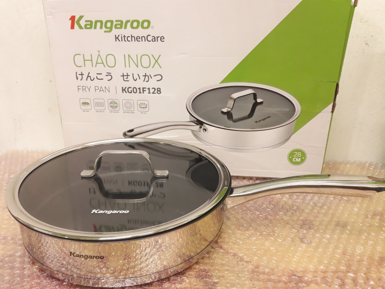 Chảo inox chống dính size 28cm KG01F128 hàng chính hãng
