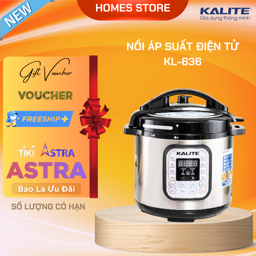 Nồi Áp Suất Điện Đa Năng KALITE KL-636 Gồm 8 Chương Trình Cài Đặt Dung Tích 6 Lít Công Suất 950 W - Hàng Chính Hãng