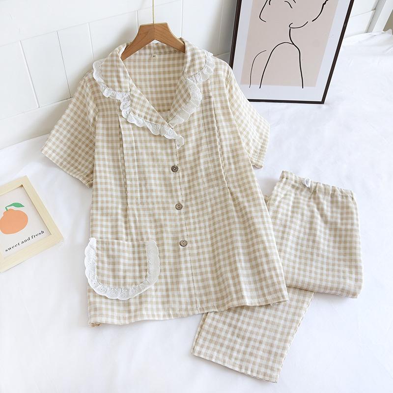 Pijama Bầu Và Sau Sinh Ngắn Tay, Đồ Bộ Cho Con Bú Azuno AZ182 Chất Liệu Xô Đũi Mặc Hè Thu