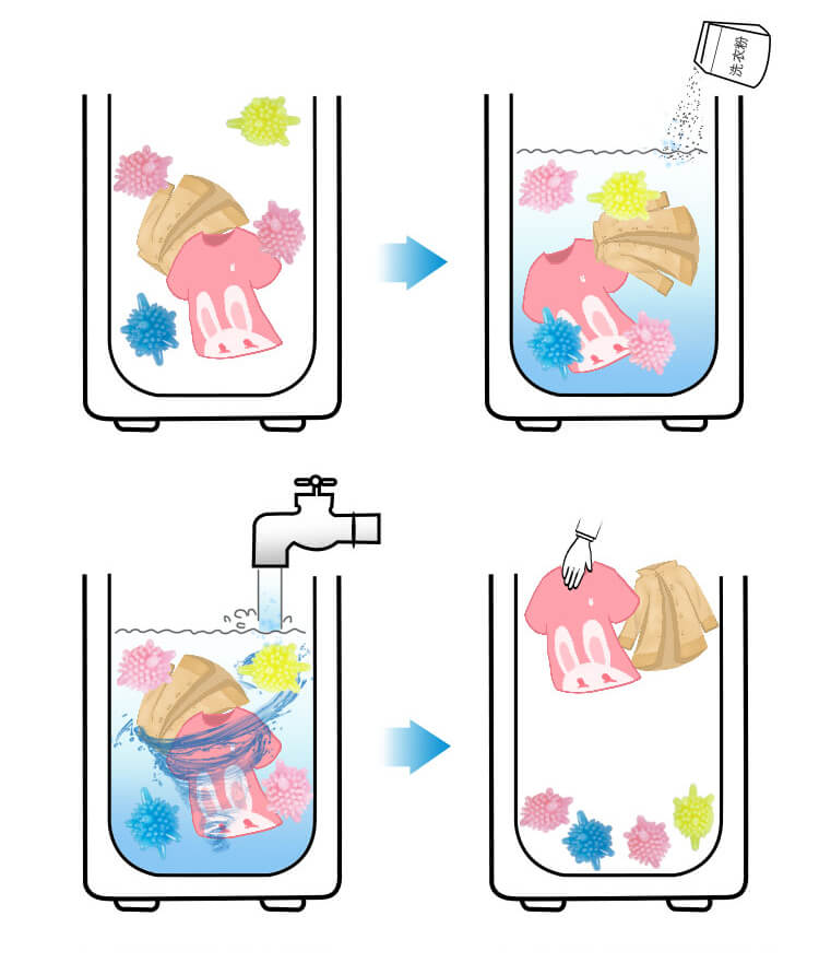 COMBO 5 Bóng Giặt Quần Áo Cầu Gai Chống Nhăn Siêu Sạch Cao Su Cỡ Lớn Bóng Giặt Đồ Sinh Học