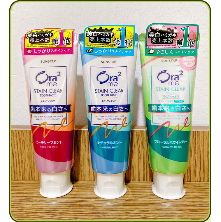 Kem đánh răng Ora2 me Stain Clear răng trắng bóng, hơi thở thơm mát / ngừa sâu răng Nhật Bản 140g