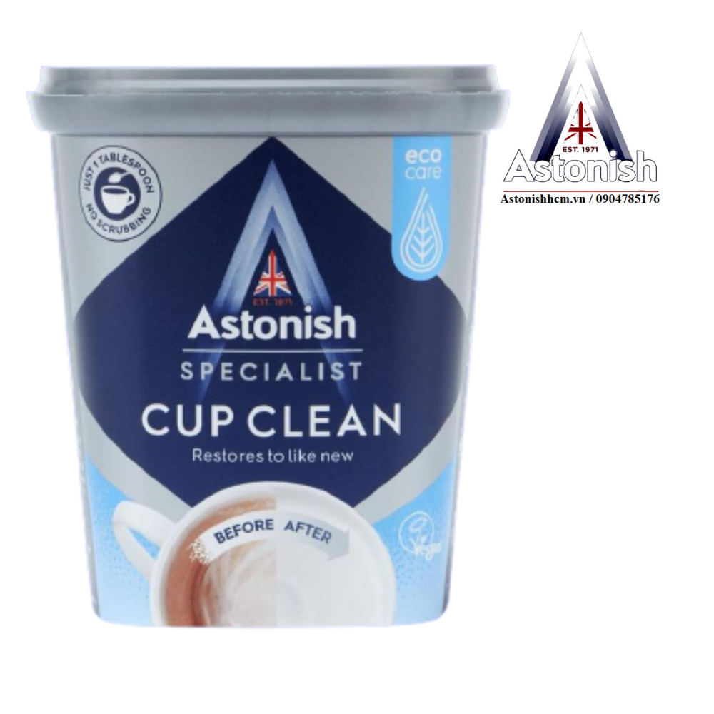 Bột tẩy rửa cặn trà cà phê, tẩy lồng máy giặt Astonish 350g Anh Quốc mẫu mới