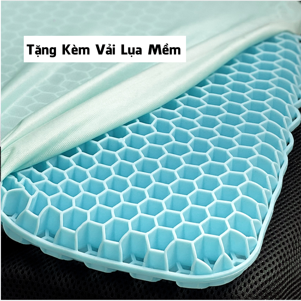 Đệm ngồi thoáng khí SILICONE cao cấp 3D chất liệu Gel thiết kế tổ ong thế hệ mới 2 lớp tặng kèm túi vài bọc