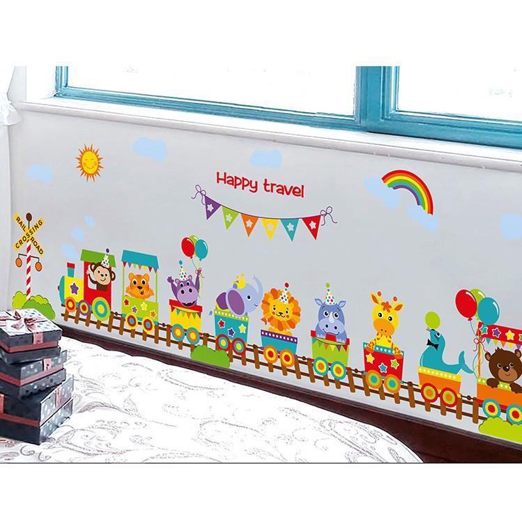 Decal trang trí tường Xe Lửa cùng thú vui nhộn Happy Travel