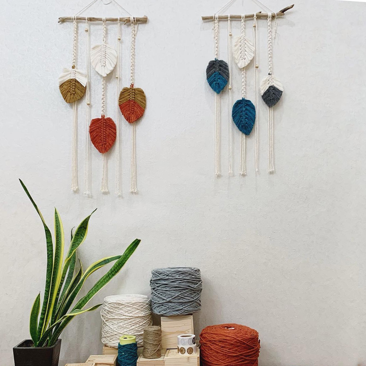 Bộ 2 macrame trang trí hình chiếc lá