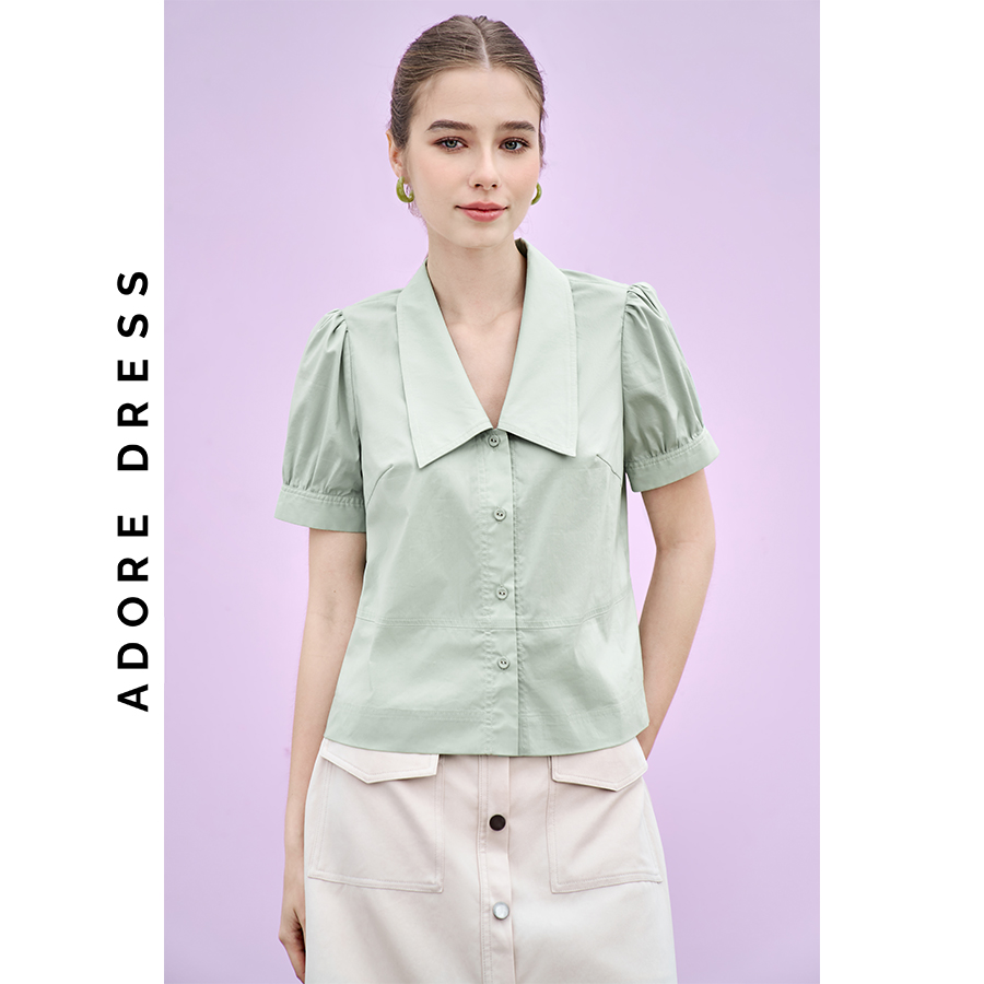 Áo sơ mi Shirts thô mềm mint diễu chỉ 311SH1113   ADORE DRESS