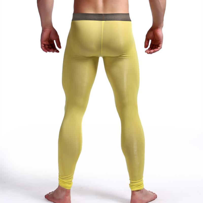 Nam Sexy Quần Legging Thun Cao Cấp Co Giãn Phồng Túi Sexy Dài Johns Cực Băng Lụa Mờ Quần Dài Sinh Nhiệt quần Lót