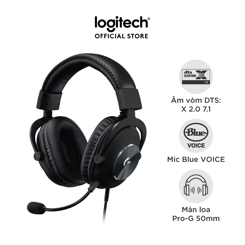 Tai nghe game có dây Logitech G Pro X - Mic Blue Voice, âm thanh vòm, màn loa Pro-G 50mm, đệm tai cao su non -Hàng chính hãng