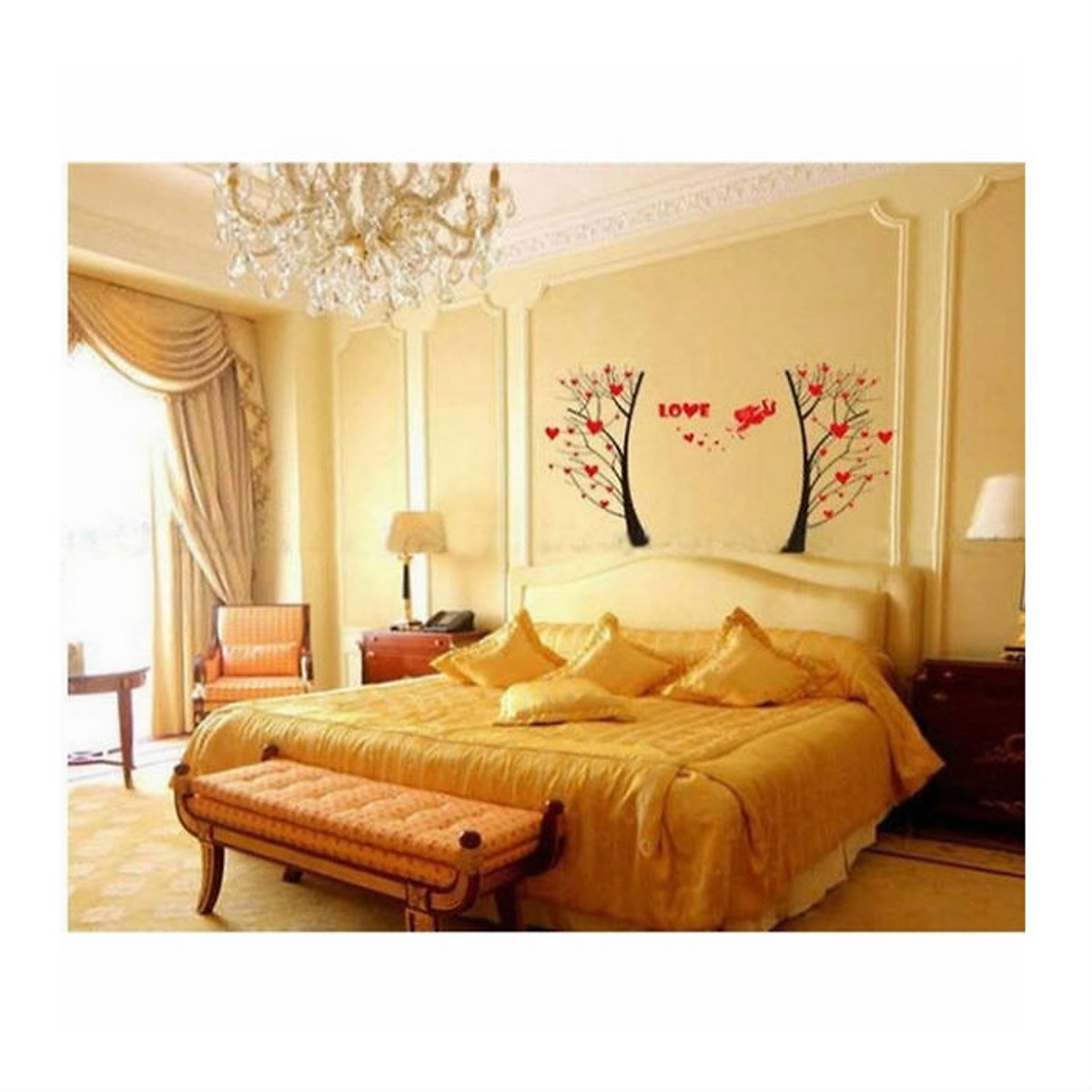 Decal dán tường CÂY TÌNH YÊU CUPID bắn mũi tên lãng mạn sang trọng