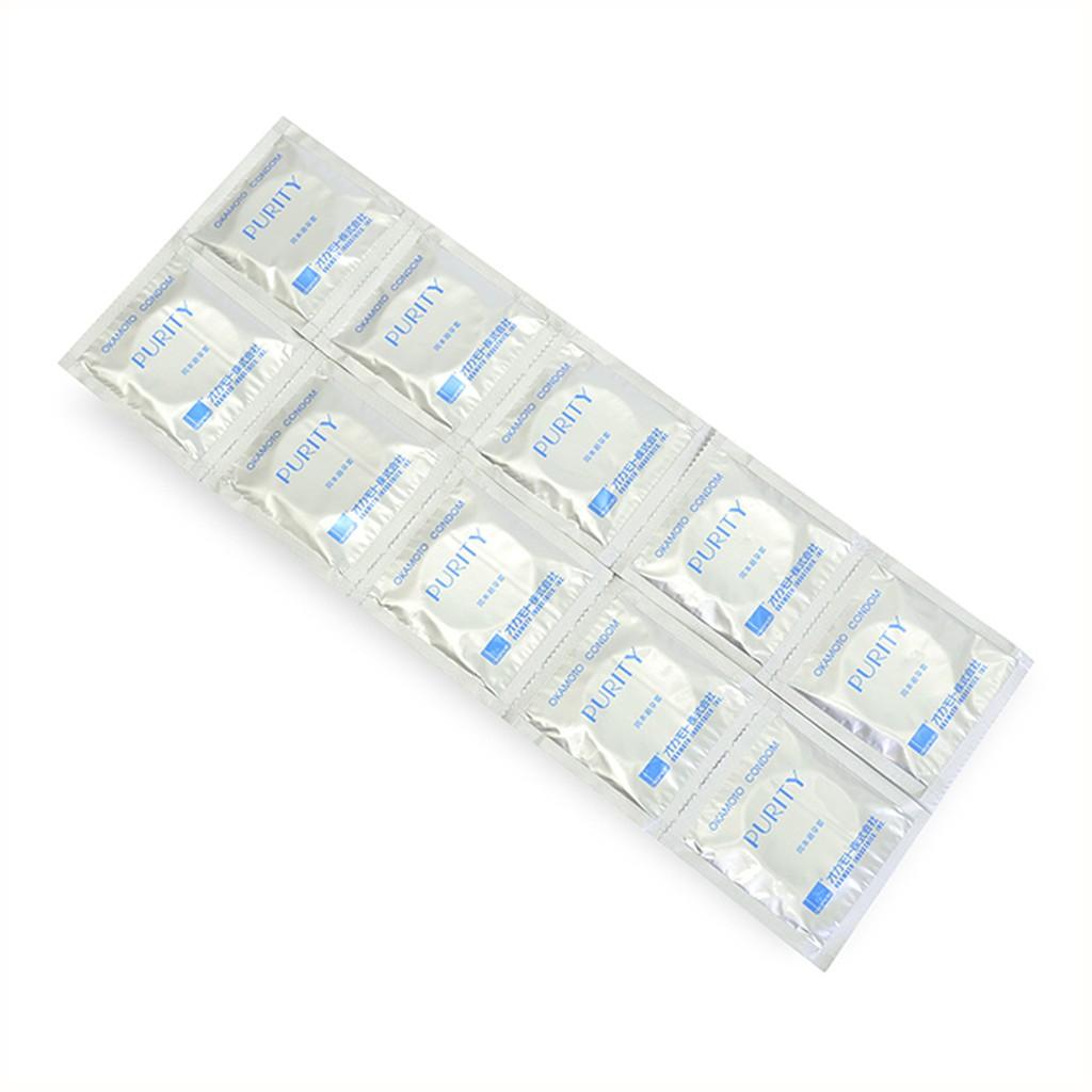 Combo 2 hộp Bao Cao Su Okamoto Skinless Skin Purity Không Mùi Tinh Khiết Hộp 10 Cái