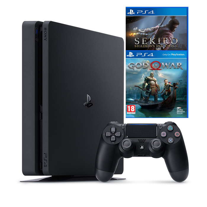 Bộ Playstation 4 Slim ( 500gb) Model 2218A Kèm 2 Đĩa Game Sekiro Và godofwar 4 - Chính Hãng