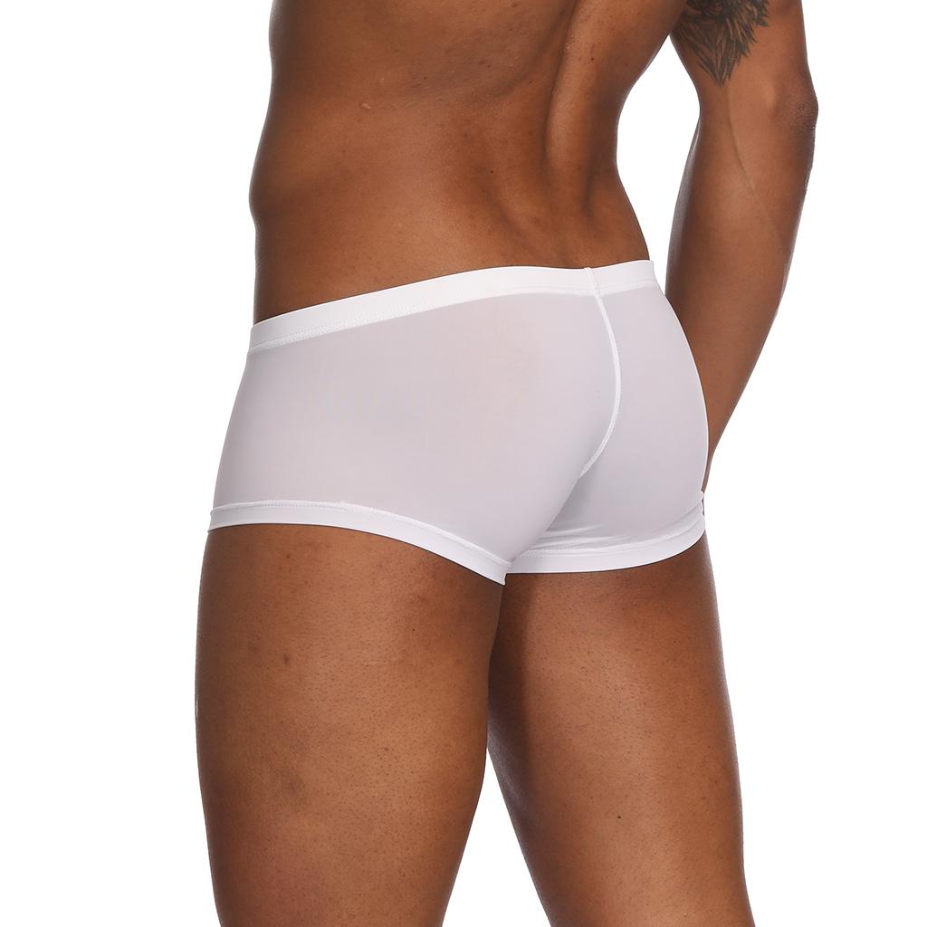 Men Soft Underwear Shorts Mesh Solid Boxer Briefs Trunks Pants Sexy Lingerie