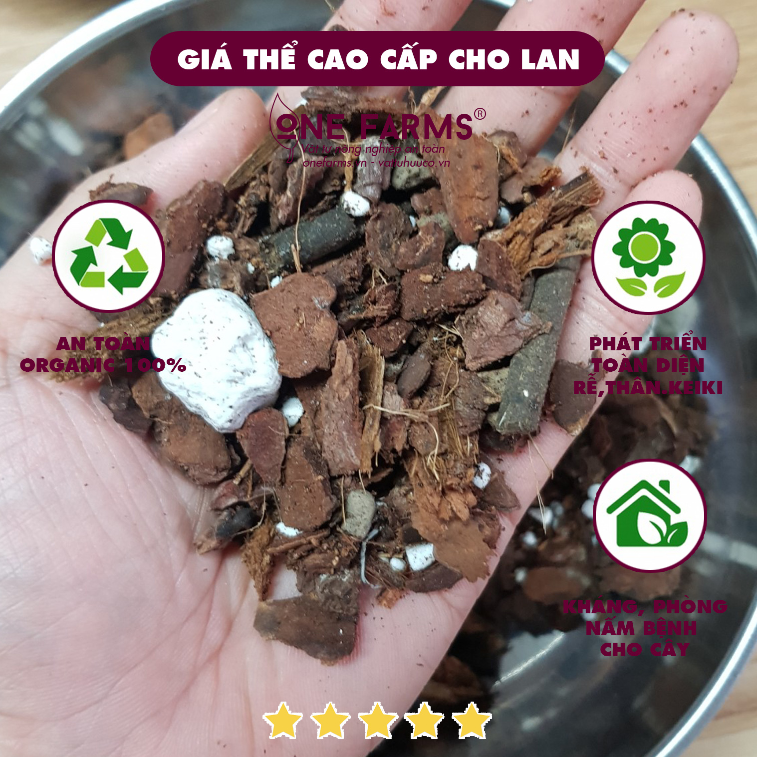 Mua 5 tặng 1, Giá thể trồng lan cao cấp, sử dụng cho nhiều loại lan khác nhau