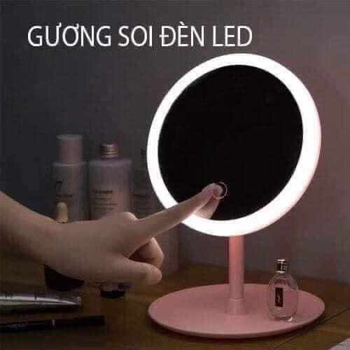 Gương Soi Trang Điểm Để Bàn Có Đèn Led Cảm Ứng 3 Cấp Độ Cao Cấp