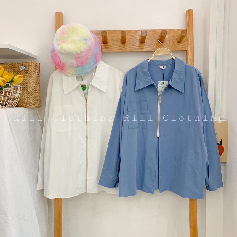 Áo sơ mi khoá xẻ