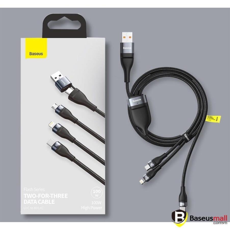 Baseus -BaseusMall VN Cáp sạc nhanh 3 đầu Baseus Flash Series 3 in 1 Plus