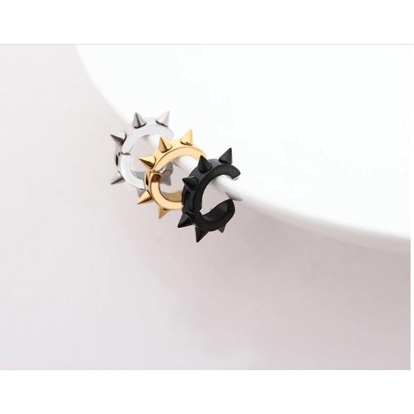 Khuyên Tai Titan Kẹp/Sỏ Lỗ Unisex Gai Nhọn, Khuyên Tai Nam Cool Ngầu, Bông Tai Nữ Cá Tính Ngầu Rẻ Kiểu Gai Nhọn Cực Chất