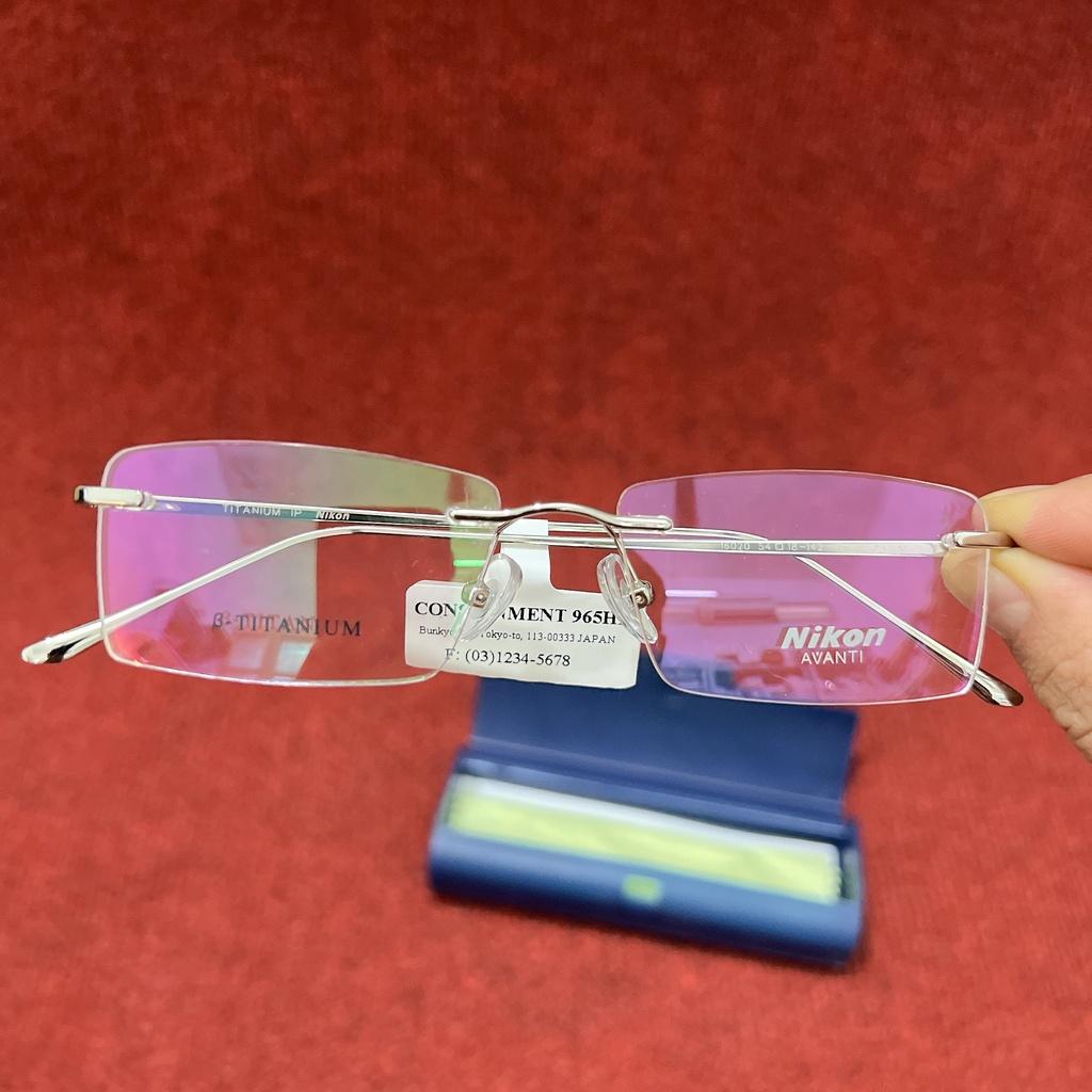 KHUNG kính TITANIUM gọng khoan cao cấp Silver bạc sáng trẻ trung cao cấp hàng Nhật xịn