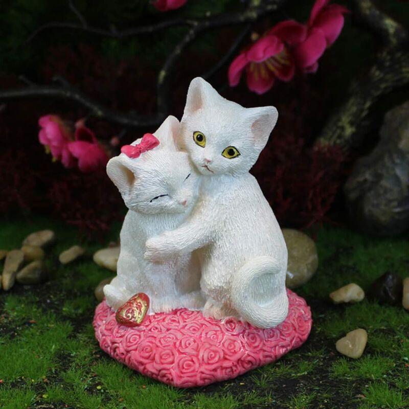 Hình ảnh Bức tượng mèo Valentine Quà tặng Valentine Resin Chaton Topper Birthday Quà tặng cho trang trí phòng trẻ em (trắng)