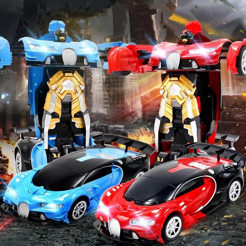 Giao hàng nhanh 20 năm mới Bugatti một nút biến dạng ô tô điều khiển từ xa biến dạng robot trẻ em sạc điện ô tô đồ chơi