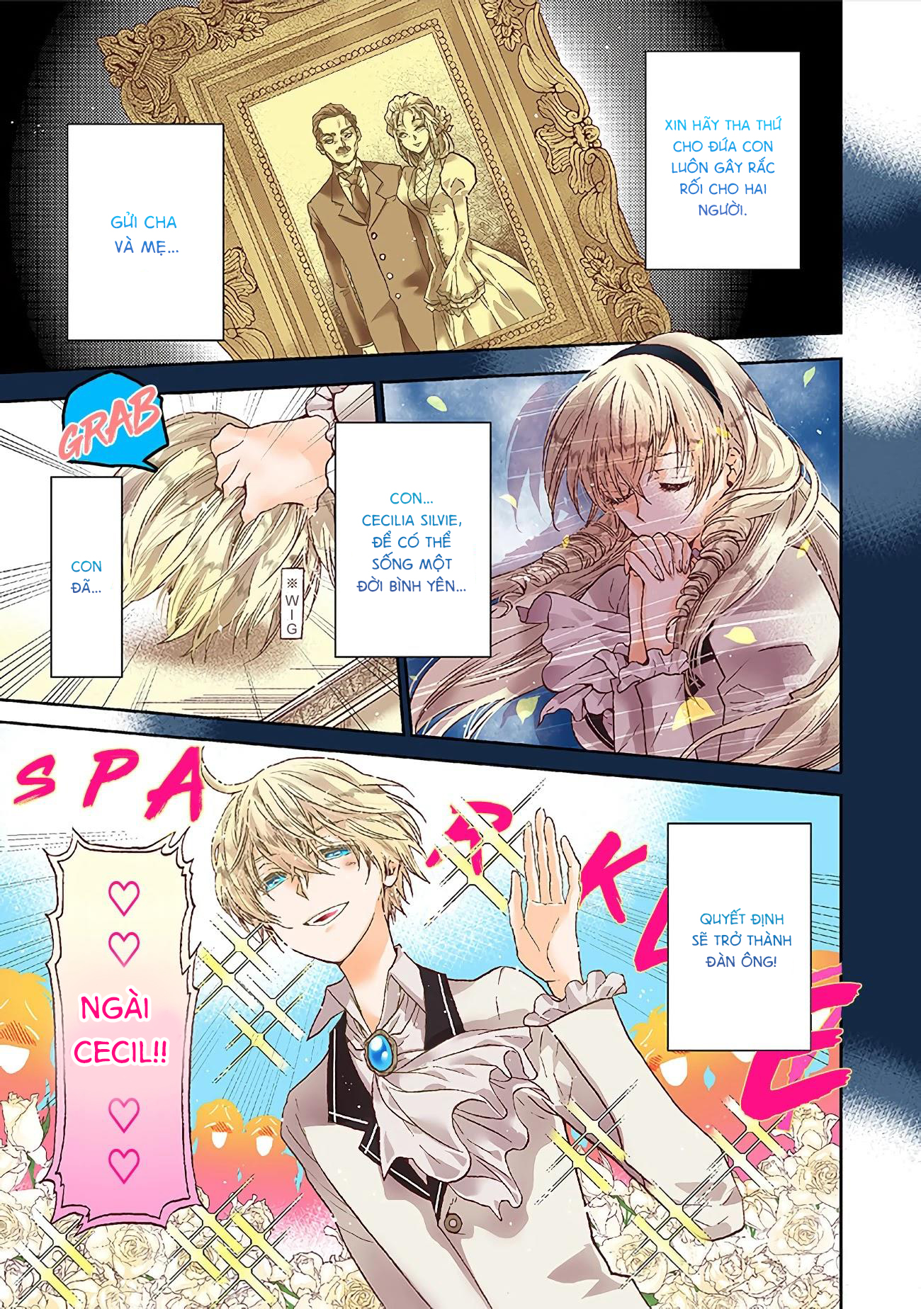 kẻ phản diện, cecilia silvie, không muốn chết, thế nên cô đã cải nam trang chapter 1.1 1