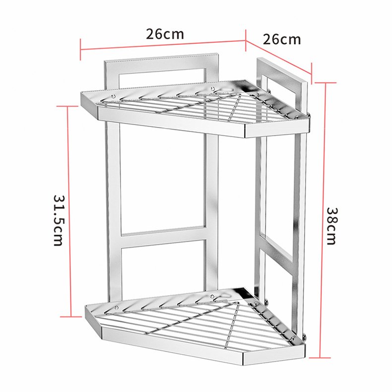 Kệ Gia Vị 2 Tầng Dạng Góc GIHOME Inox 304 Tiết Kiệm Không Gian