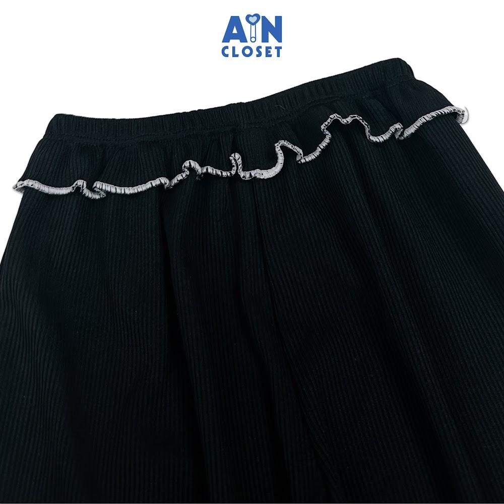 Quần Legging dài bé gái họa tiết Gân Đen Thun cotton - AICDBGIZASGJ - AIN Closet