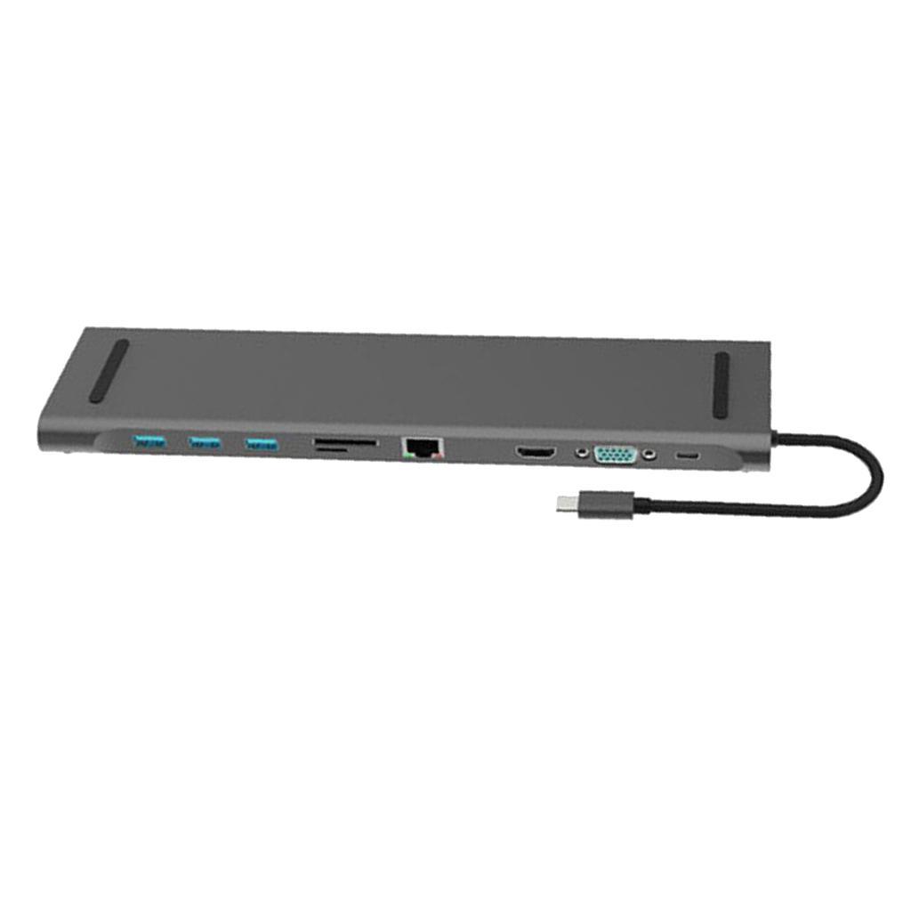 10 in 1 Type-C Hub To USB 3.0 RJ45 Adapter Docking Station