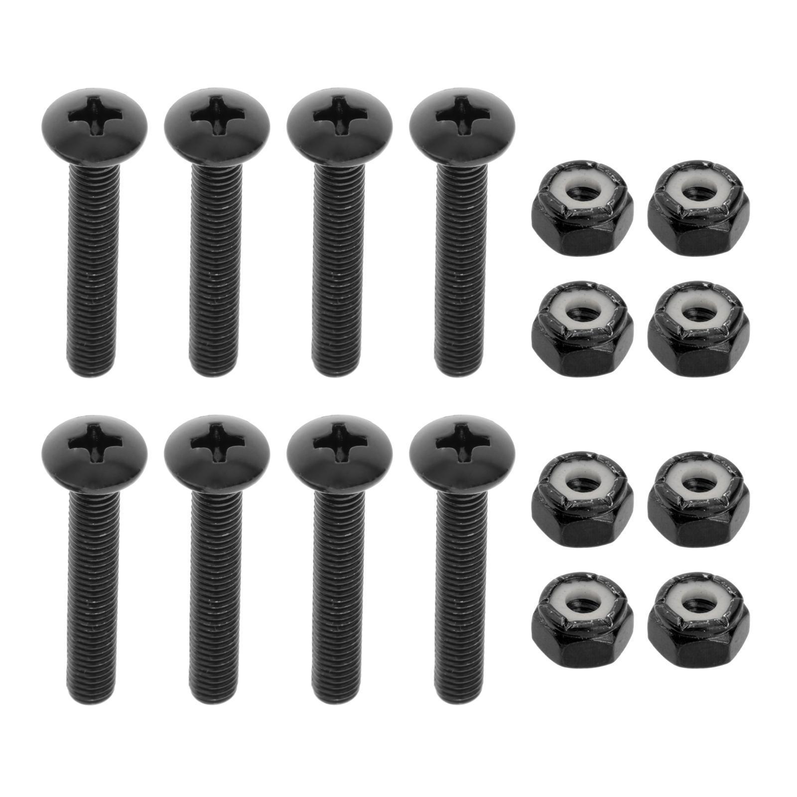 8pcs Replacement Longboard Skateboard Hardware Screws Mounting Black 35mm