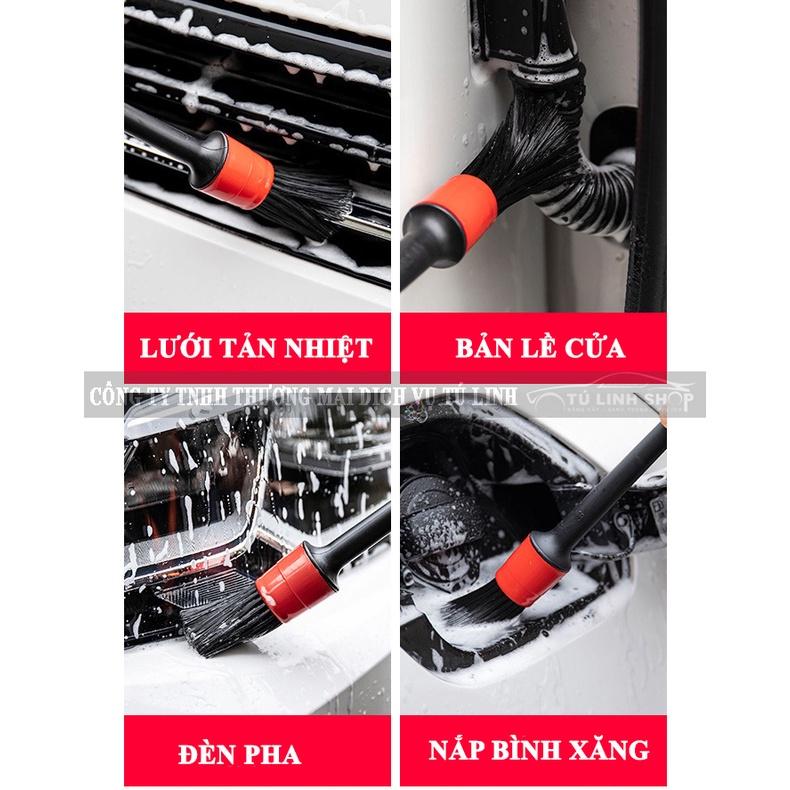 Bộ 5 Chổi Cọ Vệ Sinh Xe Ô Tô Đa Năng - Cọ Rửa Khoang Máy, Mâm Xe, Nội Thất