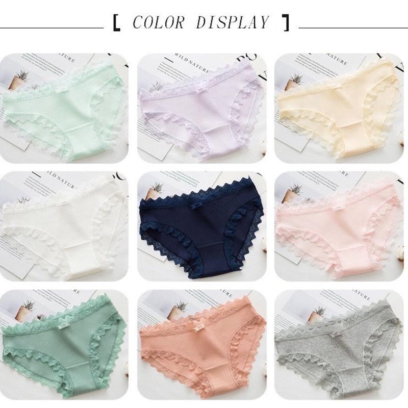 Quần lót cotton ren phối tăm, quần chip nữ hàng cao cấp