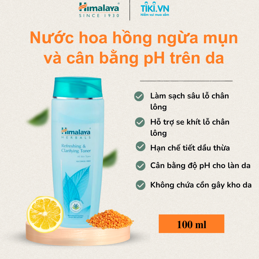 Nước Hoa Hồng Làm Sạch Mụn Và Cân Bằng PH Trên Da Himalaya Herbals 100 ml